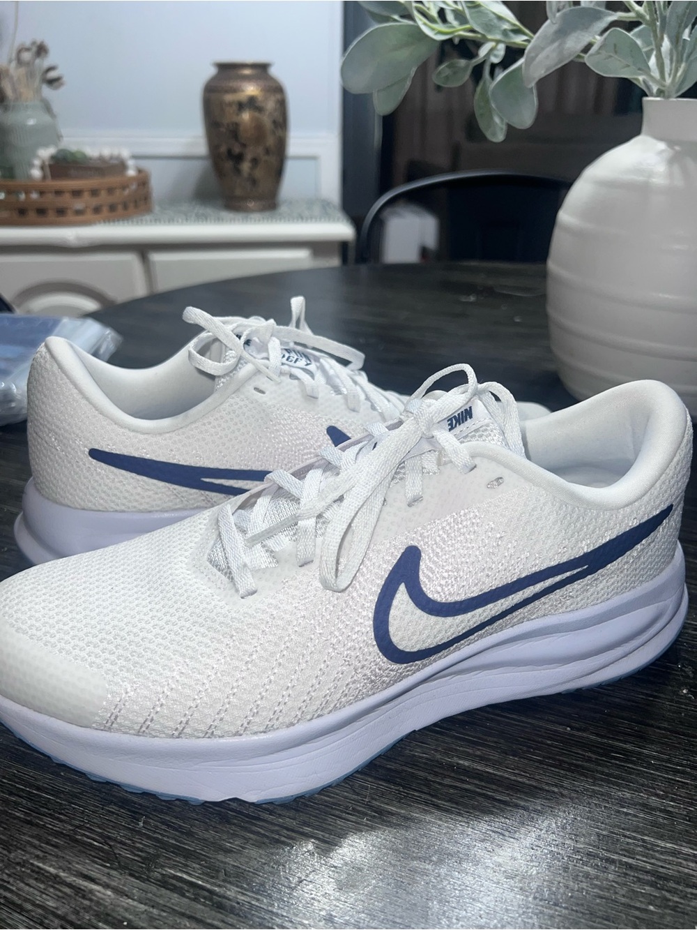 Nike Women’s White Sneakers with Navy Swoosh